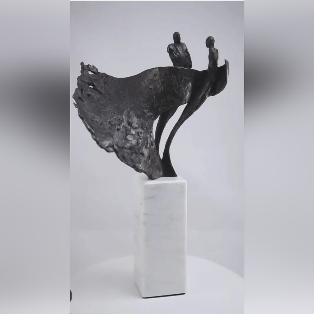 RARE Exquisite Bernadette Leijdekkers Bronze&Marble Sculpture Title "Dance" - Picture 4 of 13